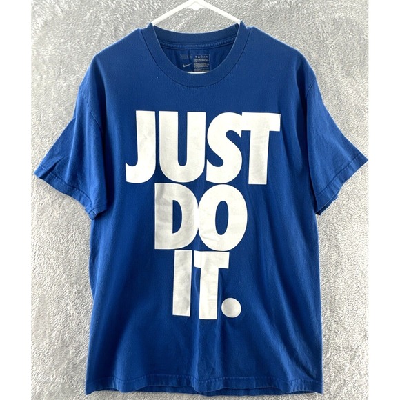 Nike Shirt Mens X-Large Blue Just Do It Logo Short Sleeve Crew Tee Pullover - Picture 1 of 5
